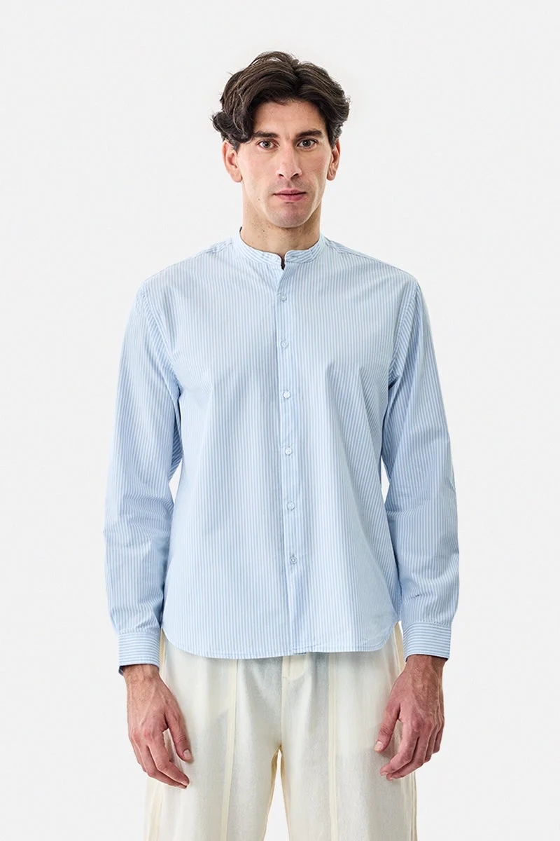 SNITCH Light Blue Striped Long Sleeve Regular Fit Shirt