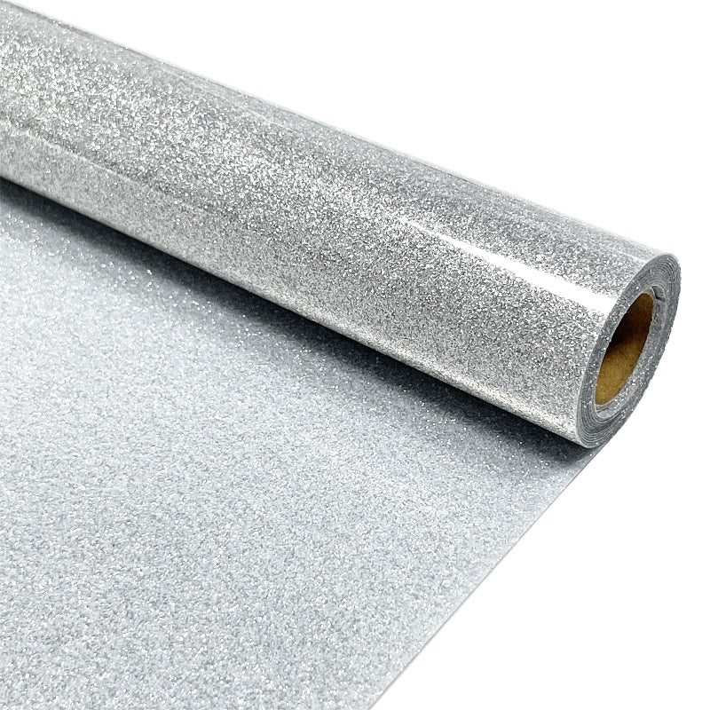 MerryMade Silver Glitter Heat Transfer Vinyl 12 x 5 ft HTV for Shirts Glitter HTV for All Cutter Machine Easy to Cut Weed for Heat Vinyl Design Silver - Image 3