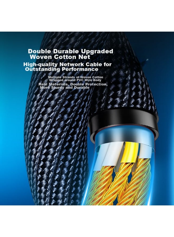 Samzhe Cat8 Shielded Network Cable, 10 Gigabit Pure Copper Ethernet Cable, 8-core Twisted Pair For Gaming, Home Computer Broadband, Cotton-net Finished Patch Cord, Compatible With Gigabit, 15 Meters - Image 4