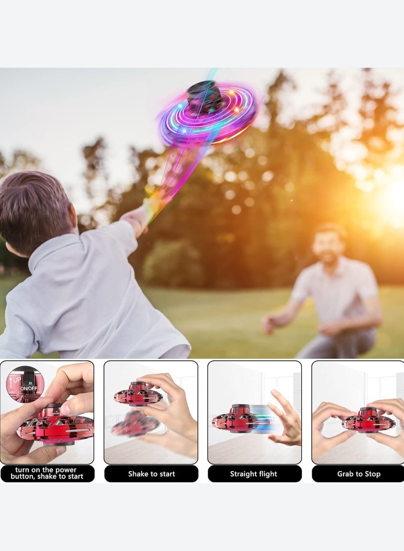 Flying Spinner Toys, Hand Controlled Mini Drone, RGB Light Fidget Boomerang Spinner, 360 Rotating Fly UFO Spin Drone, Flying Space Toys Gift For Kids Adults Outdoor Indoor (Red) - Image 4