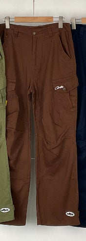 corteiz American Style Retro Multi-Pocket Functional Overalls Mens Trendy Brand All-Match Loose Straight Casual Long Pants Brown  - Image 1