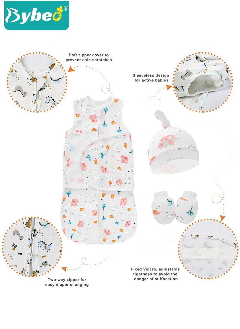 Bybeo - 6 PCS Newborn Sleepsack Swaddle Blanket Baby Swaddling Wrap Infant Babies Sleeping Bag with Hat and Anti-grasping Gloves for Boy Girl Soft Cotton Sleep Sack - Image 1