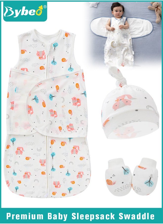Bybeo - 6 PCS Newborn Sleepsack Swaddle Blanket Baby Swaddling Wrap Infant Babies Sleeping Bag with Hat and Anti-grasping Gloves for Boy Girl Soft Cotton Sleep Sack - Image 1