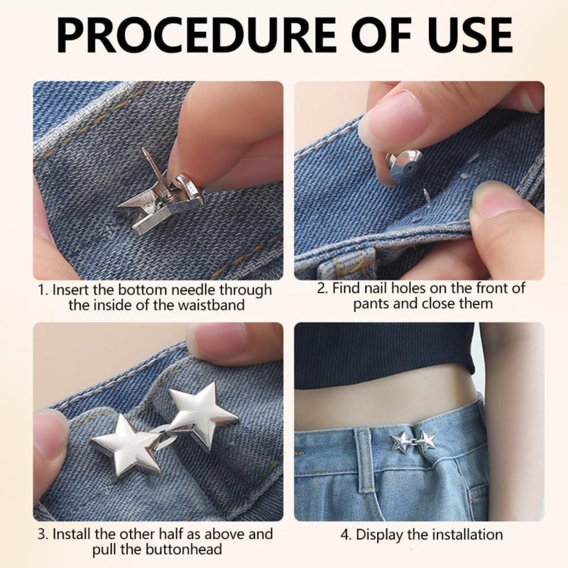 Jeans Adjustable Button Set, Pearl Rhinestone Gem Brooch Clothing Accessories (14-piece set) - Image 5