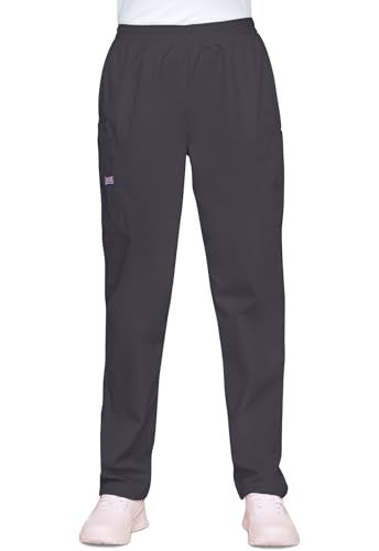 CHEROKEE Women's Workwear Elastic Waist Cargo Scrubs Pant, Pewter, X-Large - Image 1