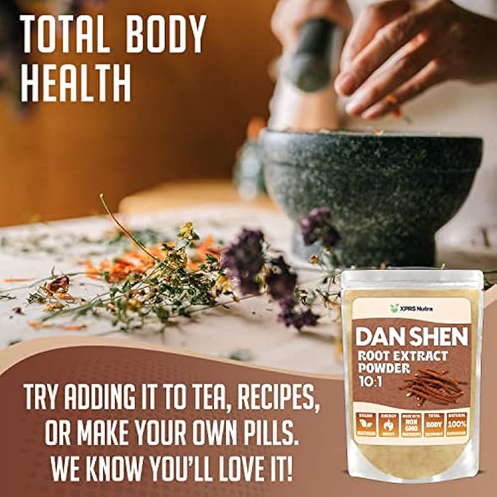 XPRS Nutra Dan Shen Root Extract Powder 10:1- Premium Dan Shen (Red Sage) Concentrated Powder - Vegan Friendly Danshen (8 oz) - Image 3