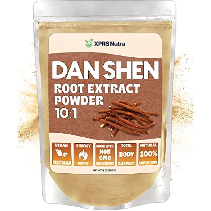 XPRS Nutra Dan Shen Root Extract Powder 10:1- Premium Dan Shen (Red Sage) Concentrated Powder - Vegan Friendly Danshen (8 oz) - Image 1
