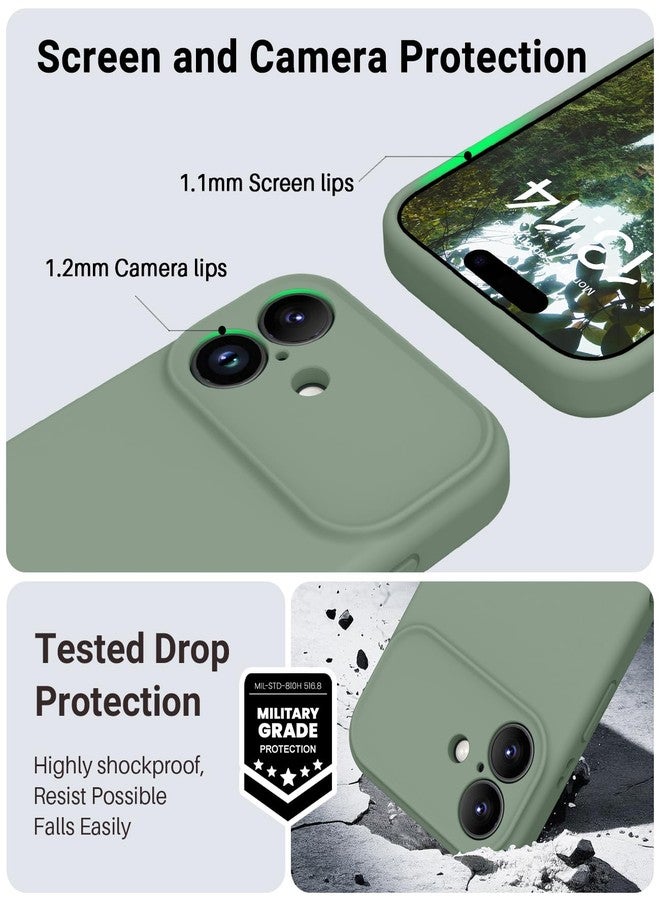 اوتوفلاي جراب OTOFLY المغناطيسي لهاتف iPhone 17، متوافق مع Magsafe، جراب كلاسيكي من السيليكون السائل، زر تحكم مدمج بالكاميرا، بطانة من الألياف الدقيقة مقاومة للخدش، لون أخضر كالكي - Image 5