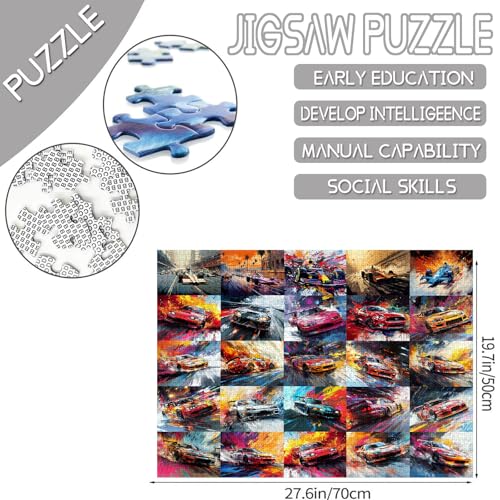 Aihonmin 1000 Piece Jigsaw Puzzles Game Luxury Sports Car for Adults Kid Colorful Graffiti Racing Car Puzzles Puzzle of Cars for Home Wall Decor DIY Art 27 x 20 Inches Perfect for Game Nights - Image 5