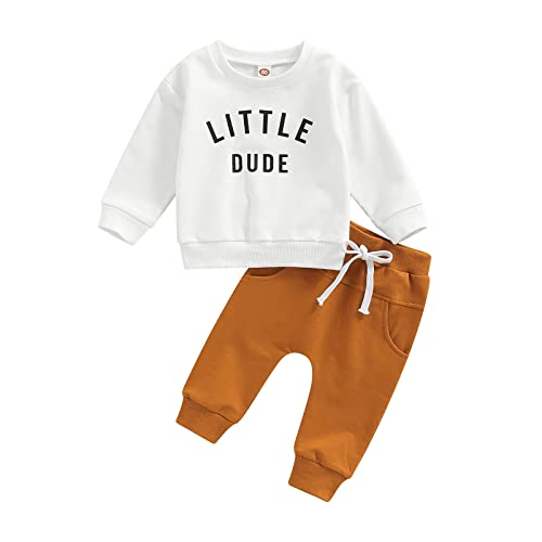 CIYCUIT Toddler Baby Boy Clothes Long Sleeve Letter Print Sweatshirt Pants Set 0 6 12 18 24 Months 2T 3T Fall Winter Outfits 0-6 Months - Image 1