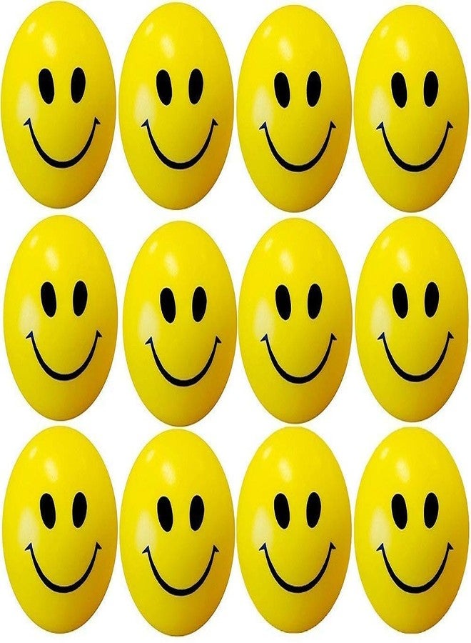 Trade Globe Smiley Soft Balls Cute Funny Yellow Emoji Happy Smiley Face Squeeze Sponge Balls Perfect for Relieving Stress, Smiley Ball - Pack of 12 - Image 1