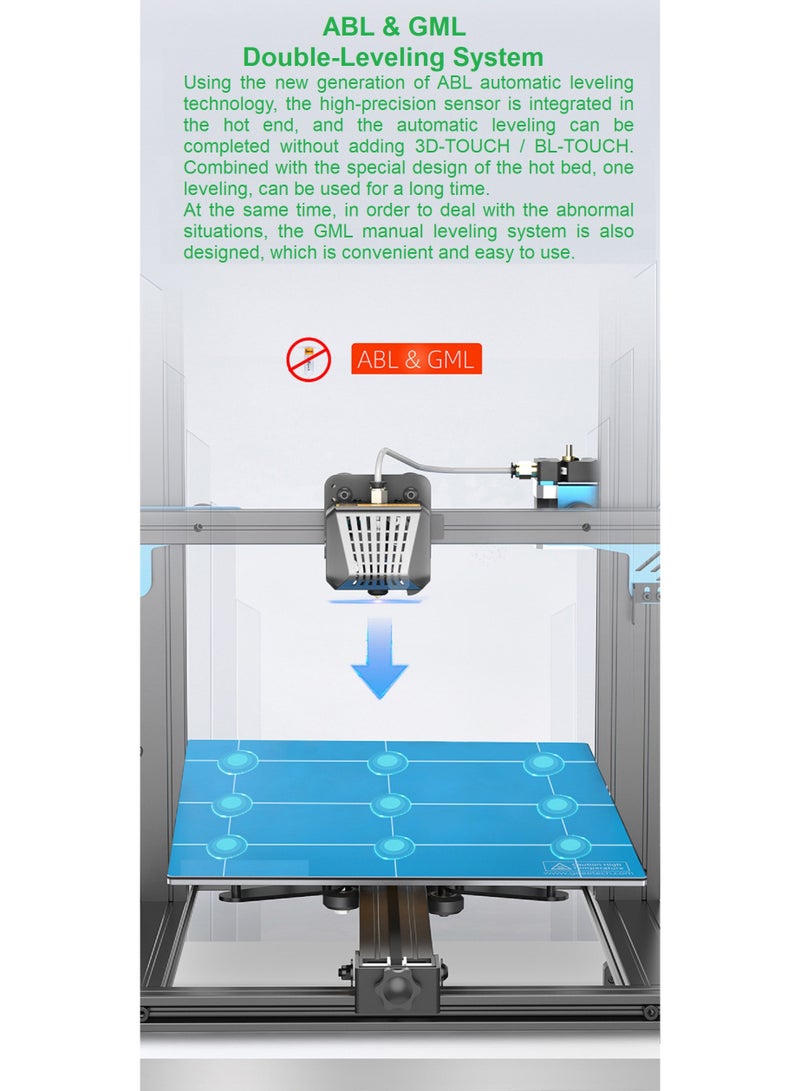 general Professional 3D Printer Mizar Pro FDM High Precision, Large Size, 32-bit MCU, 3.5inch Touch Screen Control, ABL&GML Double-Leveling System, Speed Adjustment of Belt, Full Mute Motherboard, Print Lighting, Discharge Detection, Humanized UI Interface, Power Supply Protection Device, Resume Printing Function, Easy and Quick Assembly - Image 5
