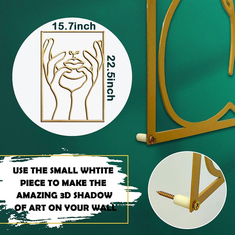 Glamativity Large 4 Pack Gold Wall Art DÃ©cor, Minimalist DÃ©cor Single Line Art Wall DÃ©cor, Real Metal Wall Art, Woman's Body Shape Abstract Wall Art (Gold Classic Style, L Size 22.5 x 15.7'') - Image 3
