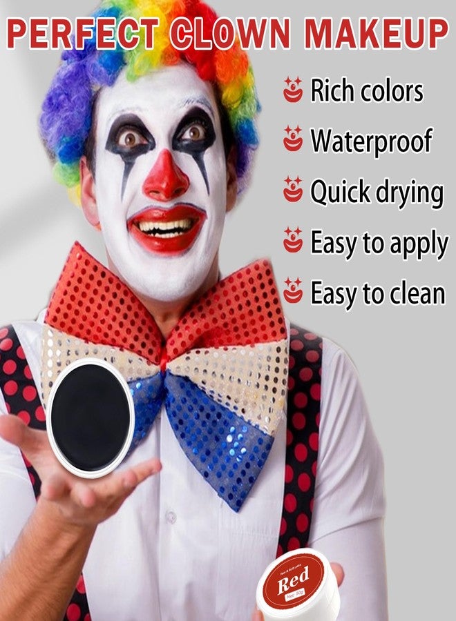 QIUFSSE Clown Makeup Kit,Red Black and White Face Painting Kit Professional,Clown Face Paint Halloween Makeup Kit with Brushes,Oil Based Body Paint for Adults,Joker Vampire Zombie Makeup - Image 4