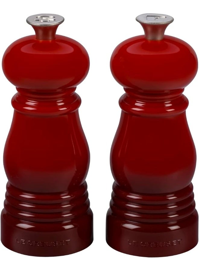 Le Creuset Petite Salt And Pepper Mill Set, 5" X 2" Each, Cerise  - Image 1