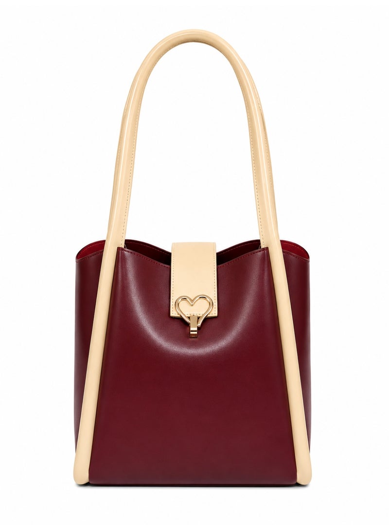 Kanaz "Sweet Heart" 2-Piece Women's Bag Set – Fashion Top-Handle Tote with Metallic Heart Clasp & Matching Zippered Crossbody Shoulder Purse. - Image 4