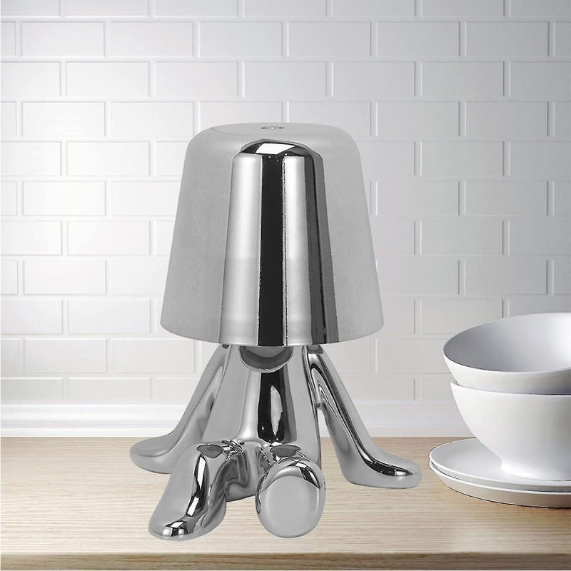 Silver Thinker Figurine Table Lamp - Touch Control 3-Level Dimmable LED Night Light with 1800mAh Rechargeable Battery for Home Office Bedroom Library Workplace - Image 3