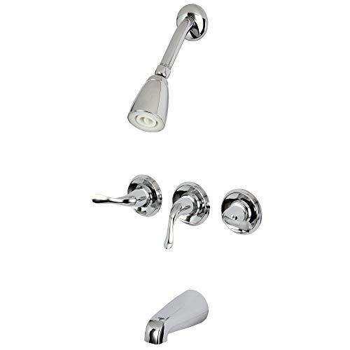 Kingston Brass KB2231YL Yosemite Three Handle Tub Shower Faucet, Polished Chrome, 3-1/8 inch Diameter Escutcheon, Polished Chrome - Image 1