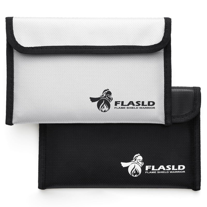 FLASLD Fireproof Money Bags Fireproof Wallet Pouch Small Safe Bag for Cash Valuables Passport with Silicone Coating Zipper Closure 2Pack Money Bag8x5