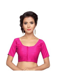 Studio Shringaar Studio Shringaar Women's Brocade & Georgette Short Sleeve Readymade Saree Blouse (SII1963PK_40_Pink_40)  - Image 1
