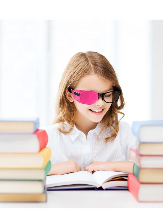 8 Pieces Upgraded Suede Version Eye Patches for Kids Girls Boys Right Left Eye Patch for Glasses Full Coverage Eye Patch for Children Treating Eye Amblyopia Strabismus and After Surgery,Pink - Image 2