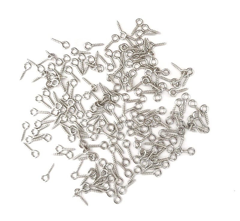 IDEALSV Small Mini Screw Eyes Pin Tiny Screw in Hooks Jewelry Metal Ring (250 PCS) - Image 1