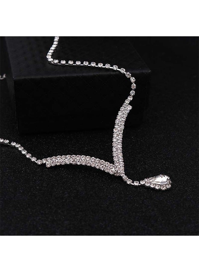 HY Necklace Earrings Set,Bridal Wedding Accessories Set Evening Dress Jewelry,Drop Pendant Fashion Women Jewelry Set - Image 4