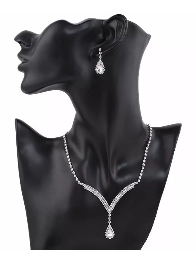 HY Necklace Earrings Set,Bridal Wedding Accessories Set Evening Dress Jewelry,Drop Pendant Fashion Women Jewelry Set - Image 2