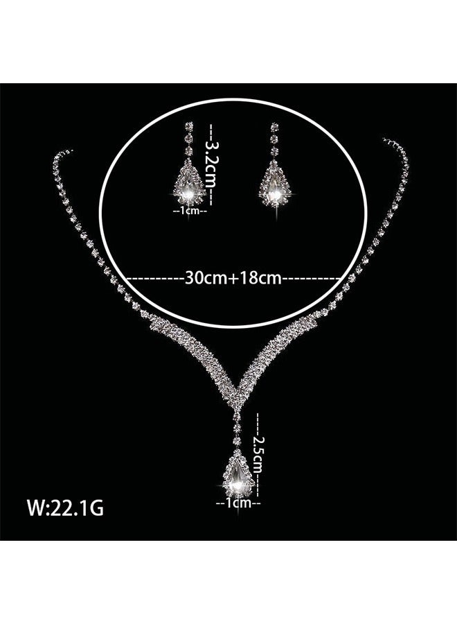 HY Necklace Earrings Set,Bridal Wedding Accessories Set Evening Dress Jewelry,Drop Pendant Fashion Women Jewelry Set - Image 3