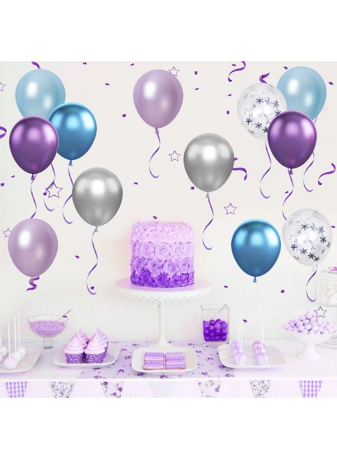 Biapian Frozen Balloons, 12 Inch Purple Blue White And Silver Balloons With Snowflake Balloons For Girls Frozen Theme Party Supplies Ice Snow Theme Birthday Baby Shower Winter Party Decorations - Image 5