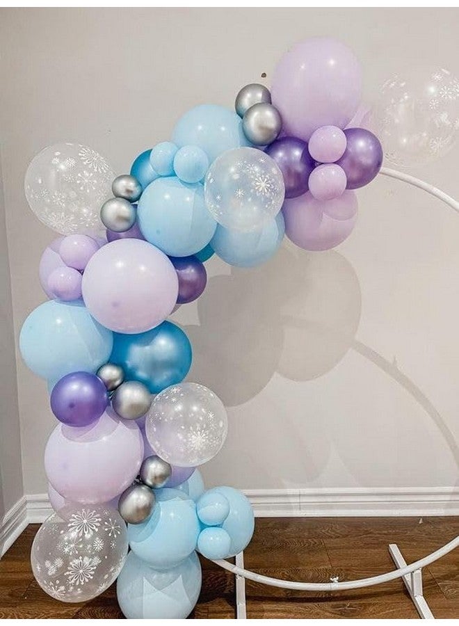Biapian Frozen Balloons, 12 Inch Purple Blue White And Silver Balloons With Snowflake Balloons For Girls Frozen Theme Party Supplies Ice Snow Theme Birthday Baby Shower Winter Party Decorations - Image 4