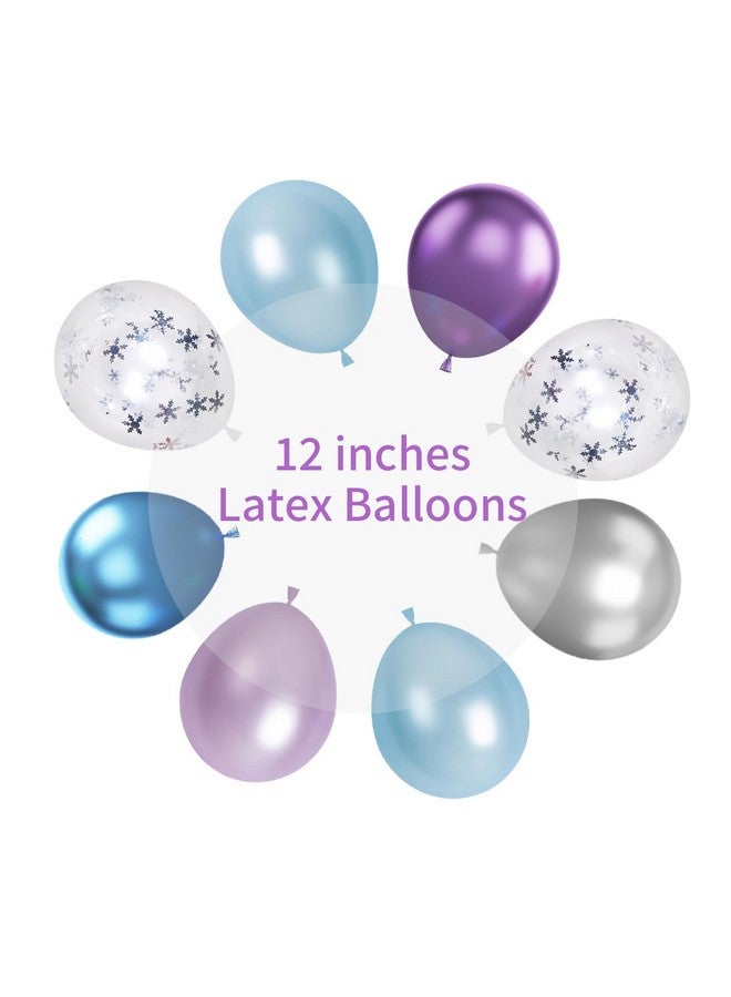 Biapian Frozen Balloons, 12 Inch Purple Blue White And Silver Balloons With Snowflake Balloons For Girls Frozen Theme Party Supplies Ice Snow Theme Birthday Baby Shower Winter Party Decorations - Image 3