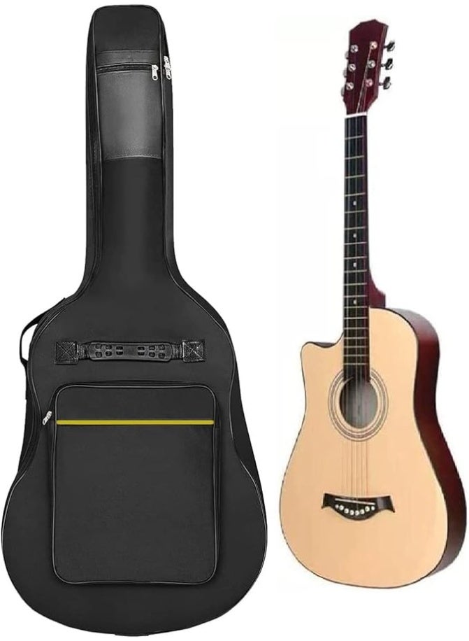 Megarya طقم بدء تشغيل جيتار أكوستيك للمبتدئين 38 بوصة يتضمن حقيبة ظهر، كابو، حزام قابل للتعديل، ريش، أوتار، قطعة قماش للتنظيف، ووسادة لحماية الخدوش (طبيعي) - Image 3