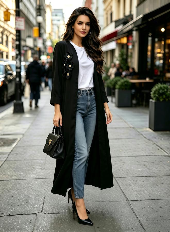 Take Two Black Plain Abaya - Image 4