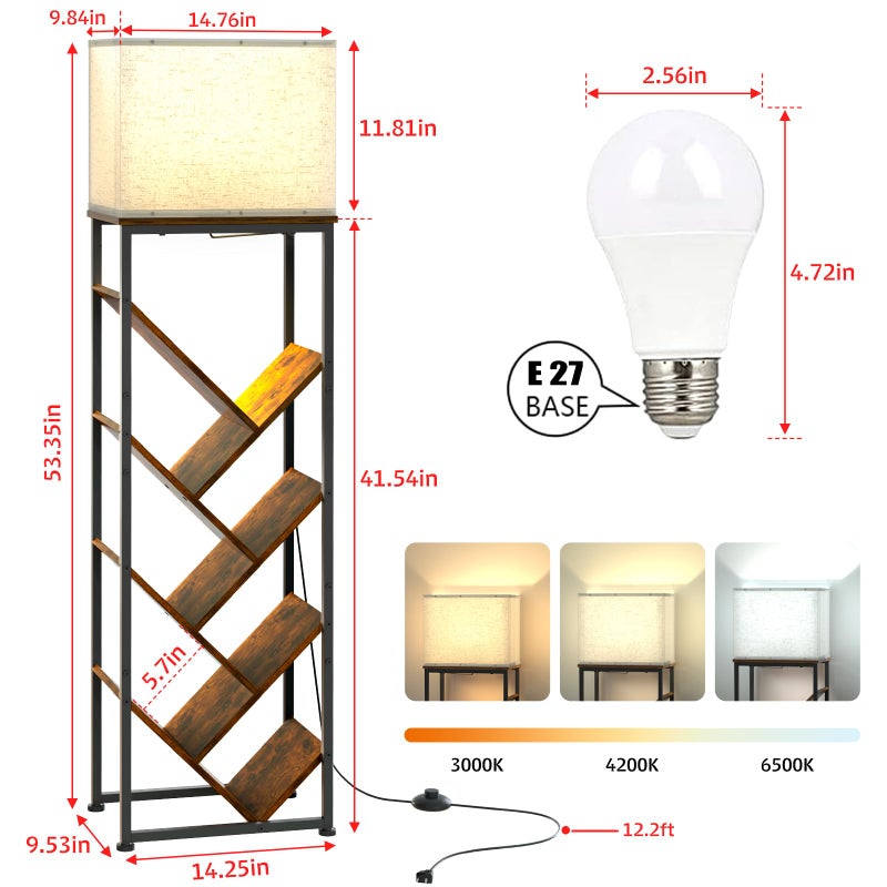 Cutogxon Tree Bookshelf with Light - 8 Tier Floor Standing Tree Bookshelf for Hardcover Books Three Types of Light - Image 3