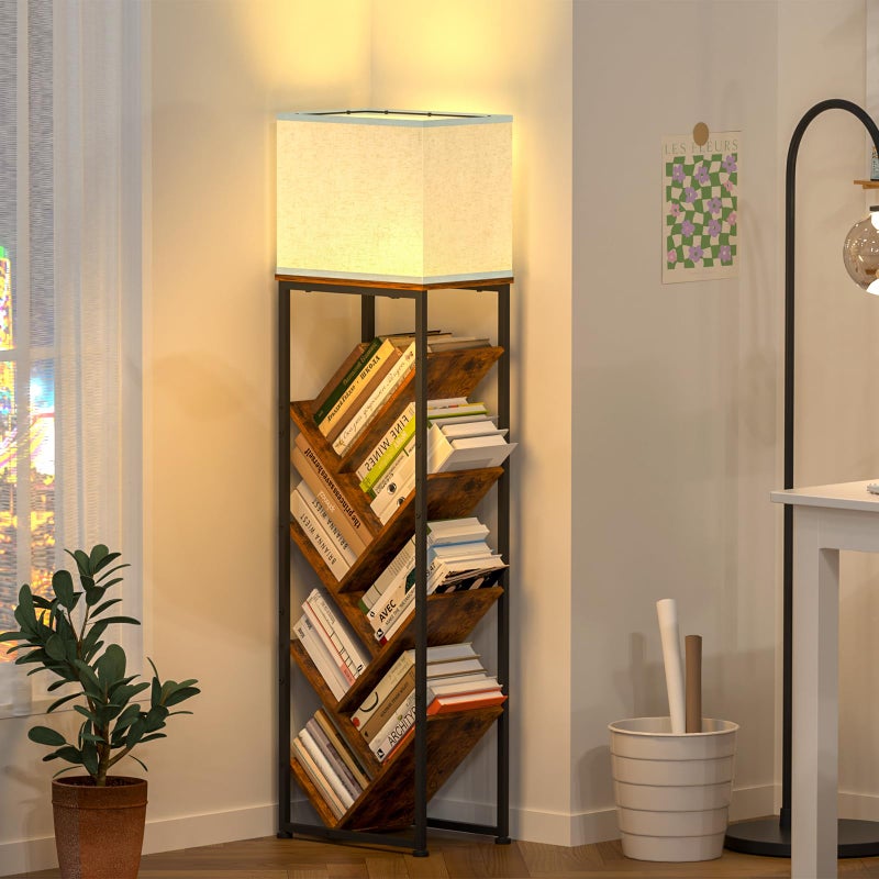 Cutogxon Tree Bookshelf with Light - 8 Tier Floor Standing Tree Bookshelf for Hardcover Books Three Types of Light - Image 1