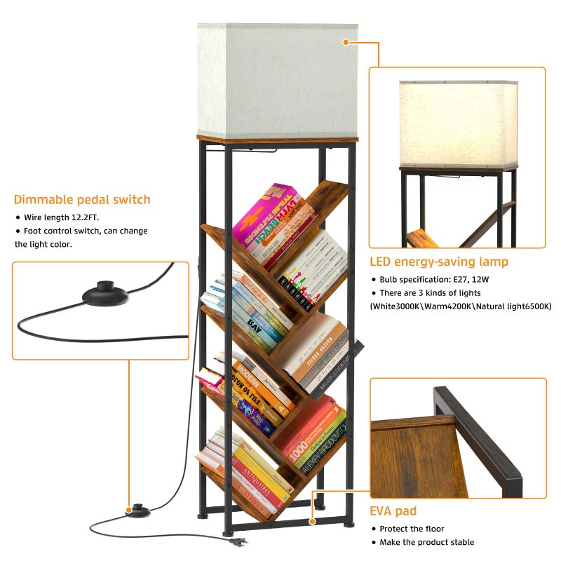 Cutogxon Tree Bookshelf with Light - 8 Tier Floor Standing Tree Bookshelf for Hardcover Books Three Types of Light - Image 5