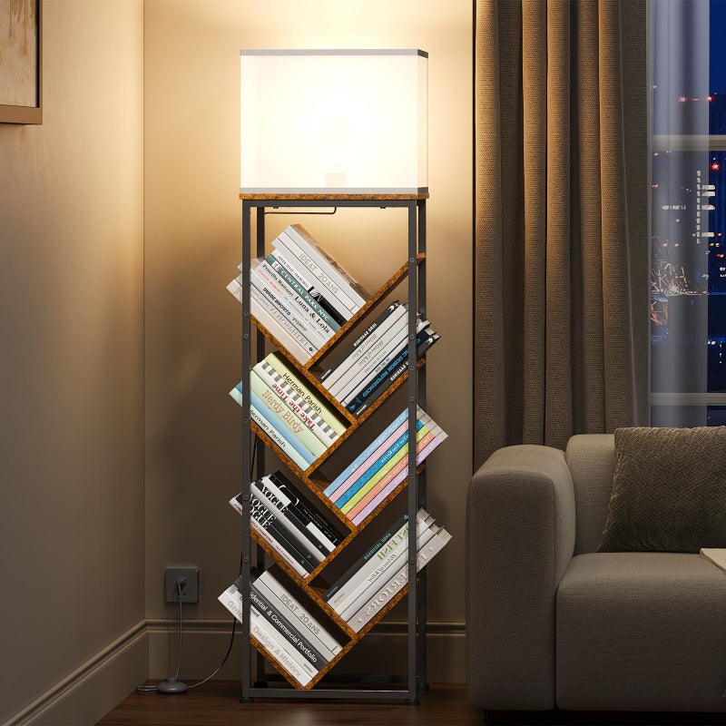 Cutogxon Tree Bookshelf with Light - 8 Tier Floor Standing Tree Bookshelf for Hardcover Books Three Types of Light - Image 2