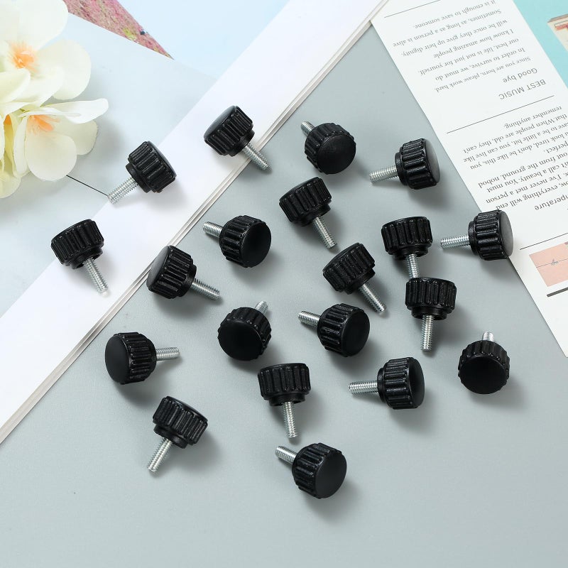 Vesslam 20 Pcs M4 x 10 mm Threaded Knurled Thumbscrew, Monitor Screws Vesa Mount Screws Carbon Steel Clamping Knobs Grip Thumb Screw Mounting Thumb Screw - Image 2