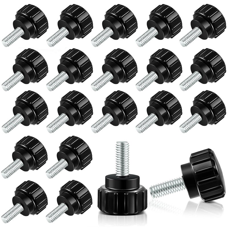 Vesslam 20 Pcs M4 x 10 mm Threaded Knurled Thumbscrew, Monitor Screws Vesa Mount Screws Carbon Steel Clamping Knobs Grip Thumb Screw Mounting Thumb Screw - Image 1