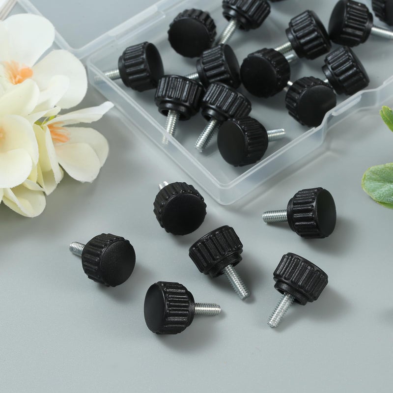 Vesslam 20 Pcs M4 x 10 mm Threaded Knurled Thumbscrew, Monitor Screws Vesa Mount Screws Carbon Steel Clamping Knobs Grip Thumb Screw Mounting Thumb Screw - Image 3