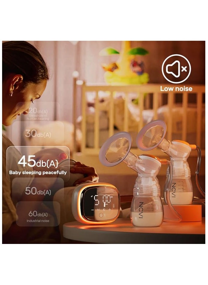 NCVI Double Electric Breast Pump for Breastfeeding, LED Night Light Display  10 Milk Bags, 6 Nursing Pads and 2 x 180ml Feeding Bottle - AM8102  - Image 5