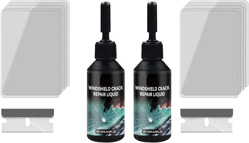 SWIUKPHE 2 Set Windshield Crack Repair Kit, Car Windshield Crack Repair Fluid for Automotive Windscreen Tool, Cracks Gone Glass Repair Kit, Glass Crack Repair Liquid for Chips and Cracks - Image 1