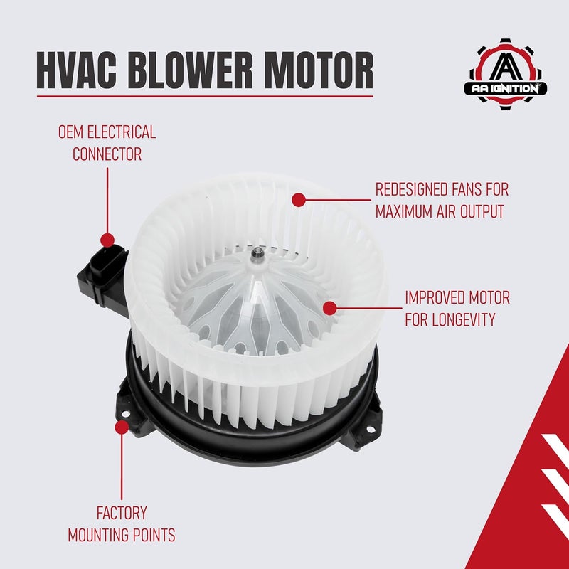 AA Ignition محرك مروحة سخان HVAC مع مجموعة مروحة بديلة - متوافق مع سيارات أكورا وهوندا - ILX، RDX، أكورد، CR-V، سيفيك - يحل محل 700260، 79310-T0A-A01، 79310-TR6-A71، PM4038 - Image 3