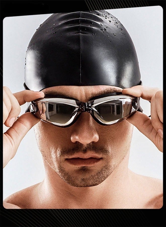 YUKE High-definition Waterproof and Fog-proof Men Large Frame Electroplated Swimming Goggles for Open Water Pool - Image 1