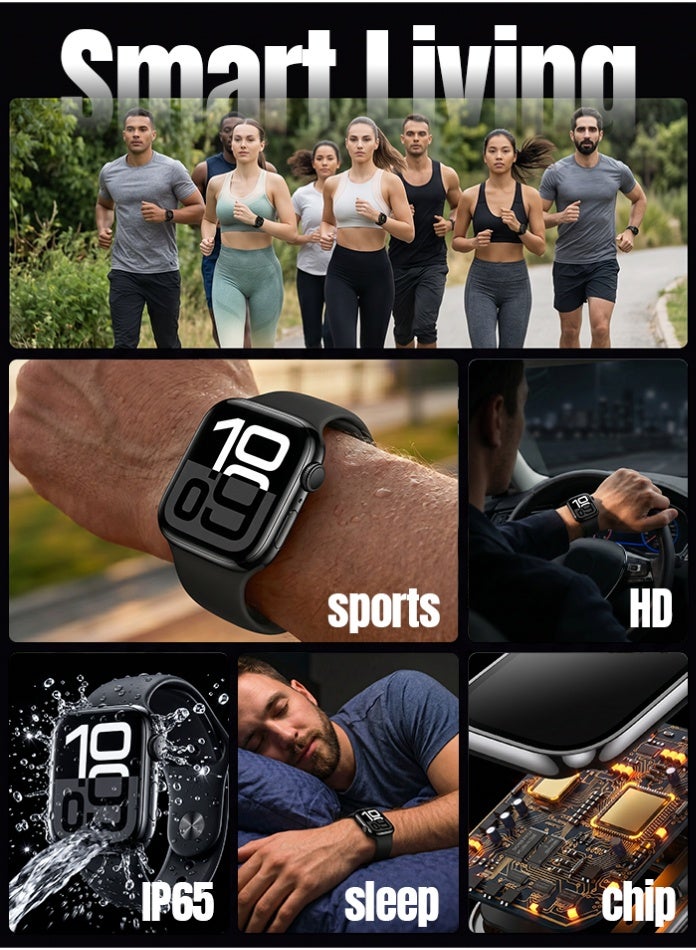 Starfire Smart Watch 2.01 Inch Full Touch Screen, Bluetooth Calling NFC Smartwatch with Heart Rate Blood Oxygen Sleep Monitor, IP65 Water Resistant, Call SMS Notifications, Wireless Charging, Long Battery Life for Android iOS - Black - Image 2