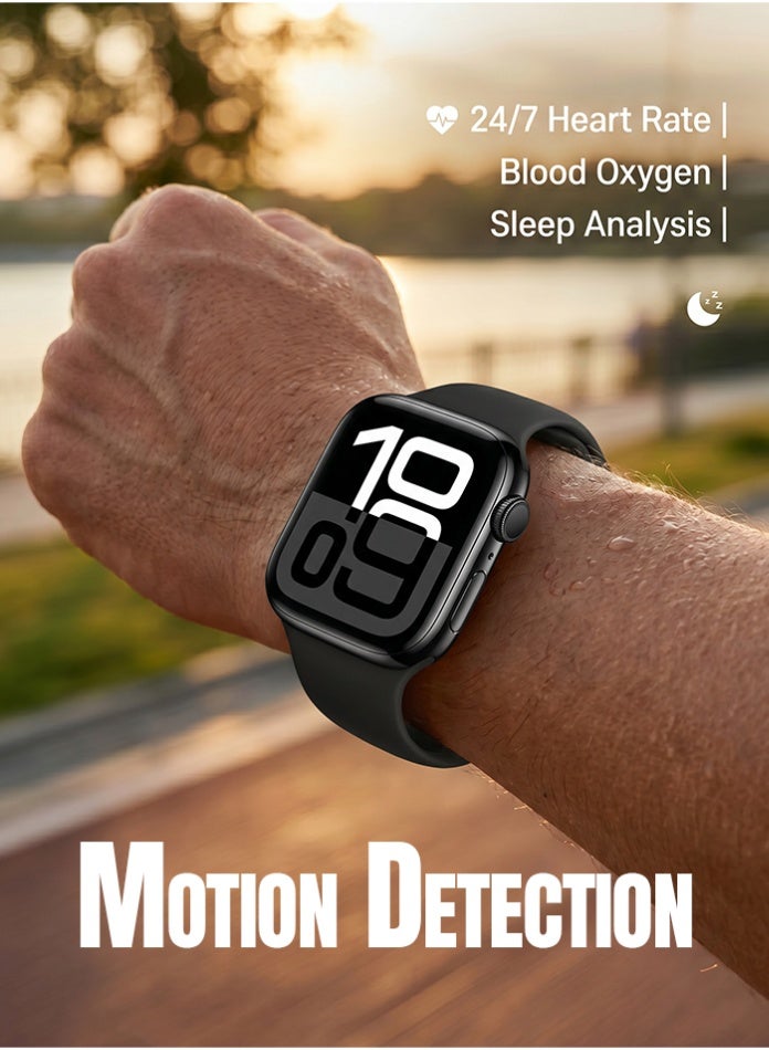 Starfire Smart Watch 2.01 Inch Full Touch Screen, Bluetooth Calling NFC Smartwatch with Heart Rate Blood Oxygen Sleep Monitor, IP65 Water Resistant, Call SMS Notifications, Wireless Charging, Long Battery Life for Android iOS - Black - Image 4