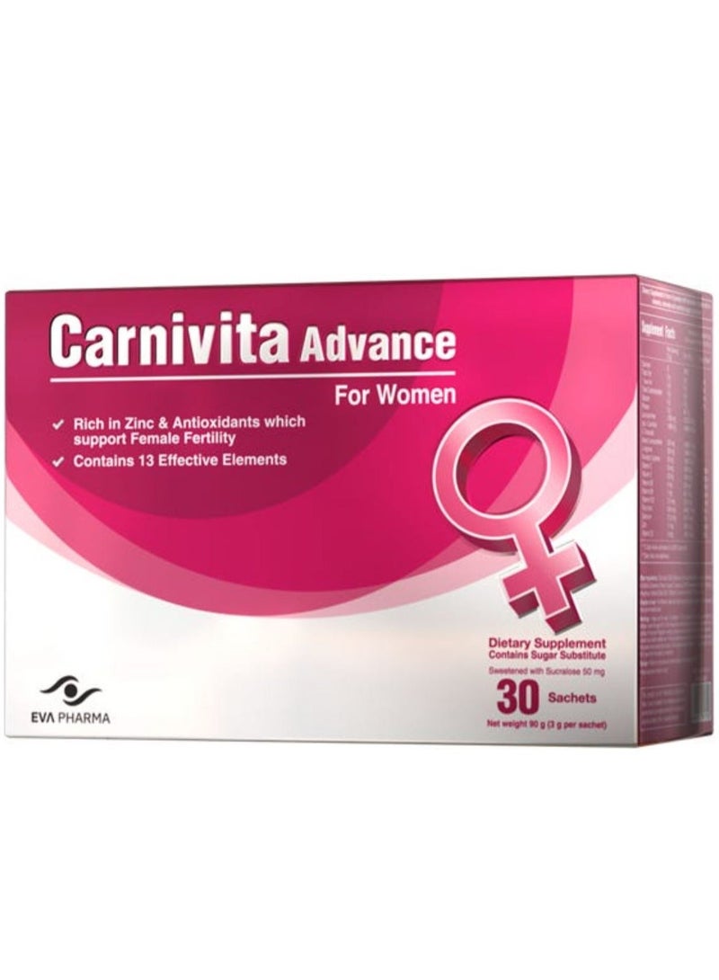 EVA PHARMA Carnivita Advance for Women's Fertility Support, 30 Sachets - Image 1