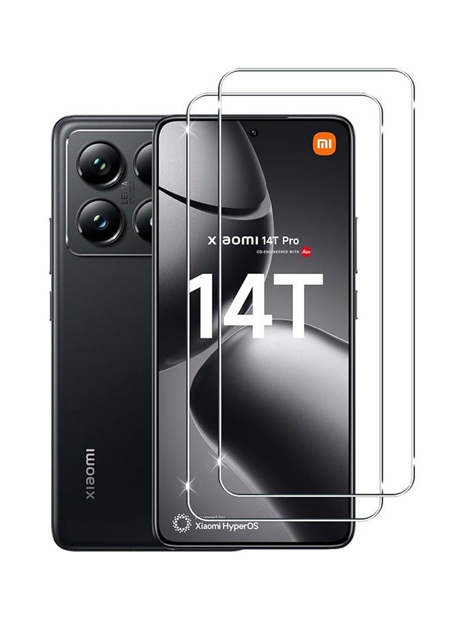 2 Pack Xiaomi 14T 5G Screen Protector, 9H Tempered Glass Screen Protector for Xiaomi 14T 5G, Full Coverage Bubble-Free Tempered Film, Anti-Scratch Film - Image 1