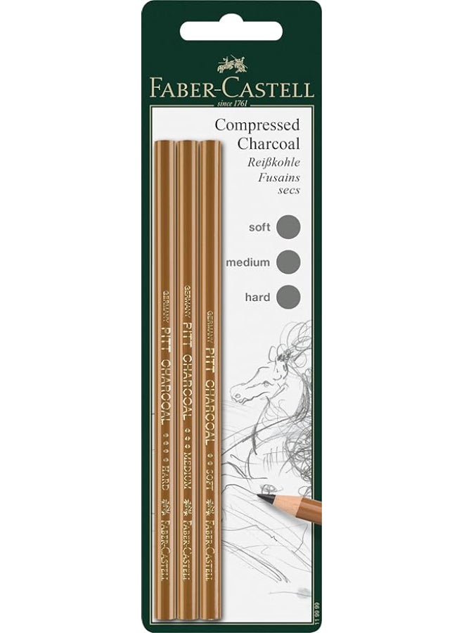 فابير كاستل أقلام فحم FC Pitt متنوعة، عبوة من 3 قطع - Image 1